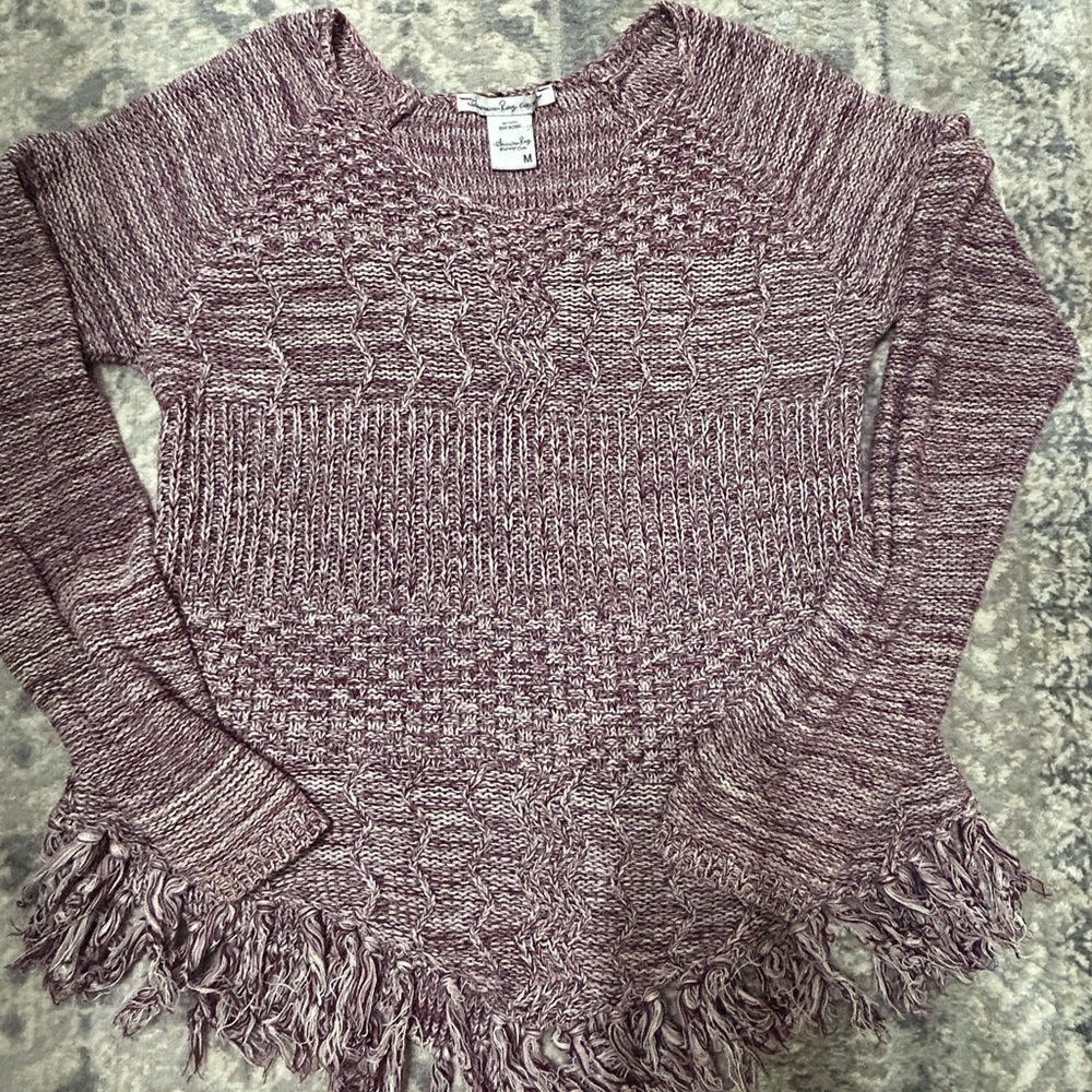 American Rag Distressed Knit Long Sleeve Top Medium Country Western Festival‎